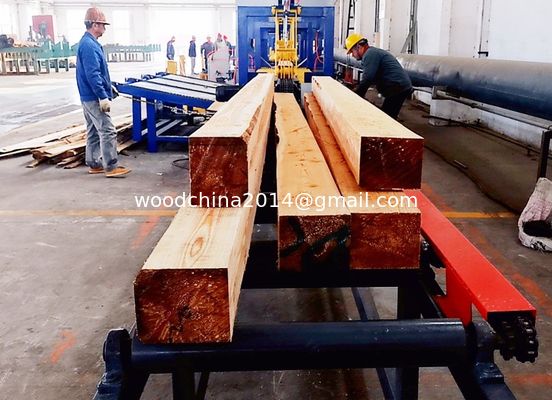 2 koppen Verticale band Zaagmachine Kleine blokken Houtverwerkingslijn Met platform