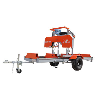 36 inch tot 60 inch draagbare horizontale band zaagmachine met aanhangwagen houtzaagmachine