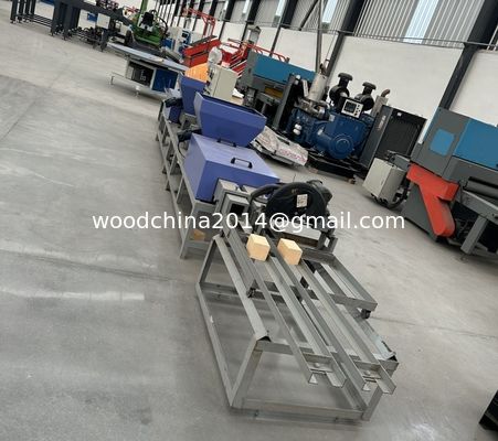 Nieuwe automatische 2-kop houtspeldzaag stofblokmachine Houtpalletmachine
