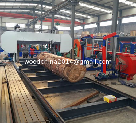 Doppelkolom horizontale houtbandzaagmachine MJ2500 zware bandzaagmolen