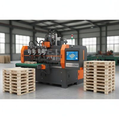 CNC-computergestuurd palletnagelmachine voor 1600 mm x 1200 mm blokpallets met 10 pallets/uur capaciteit