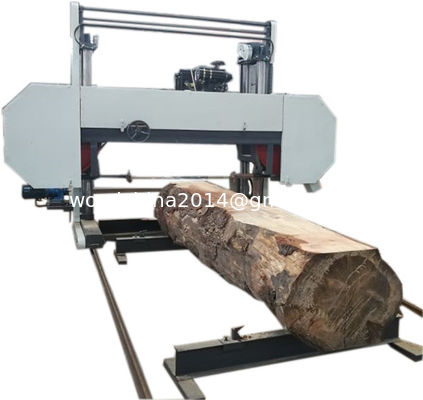 Grote houtwerkende draagbare horizontale bandzaagmachine